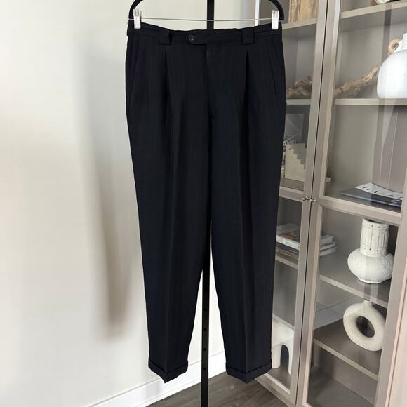 Giorgio Armani Black Wool Pinstripe 2 Pc Suit 40S Double Breasted Jacket Pants - Picture 5 of 11